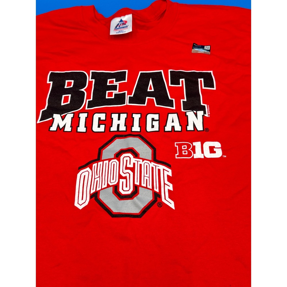 VIntage style Tri-Lake Ohio State Buckeyes Beat Michigan Red T-Shirt Mens XXL